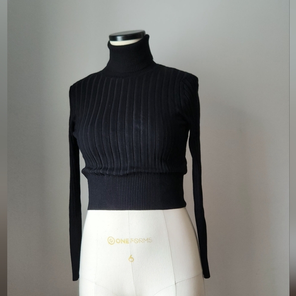 Knit Turtle Neck with Ribbing - Picture 2 of 4